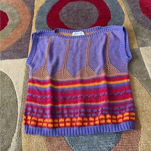 Agatha Brown Colorful Vintage Retro Sweater Cap Sleeve Sweater Vest Women’s S
